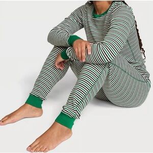 Victoria's Secret Green and White Striped Pajama Set | NWOT